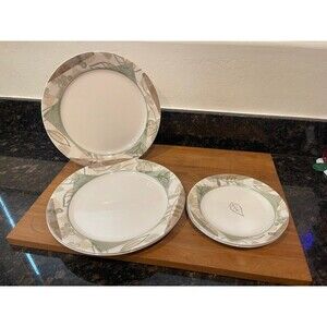 Vintage Corelle Textured Leaves dinner and salad 3x3
